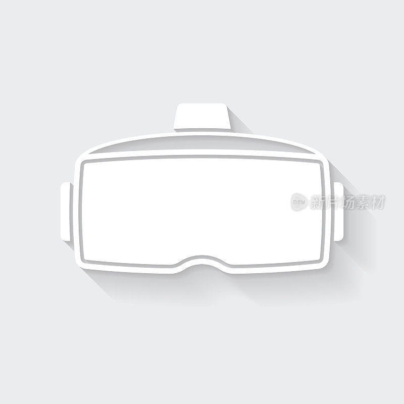 虚拟现实耳机- VR。图标与空白背景上的长阴影-平面设计